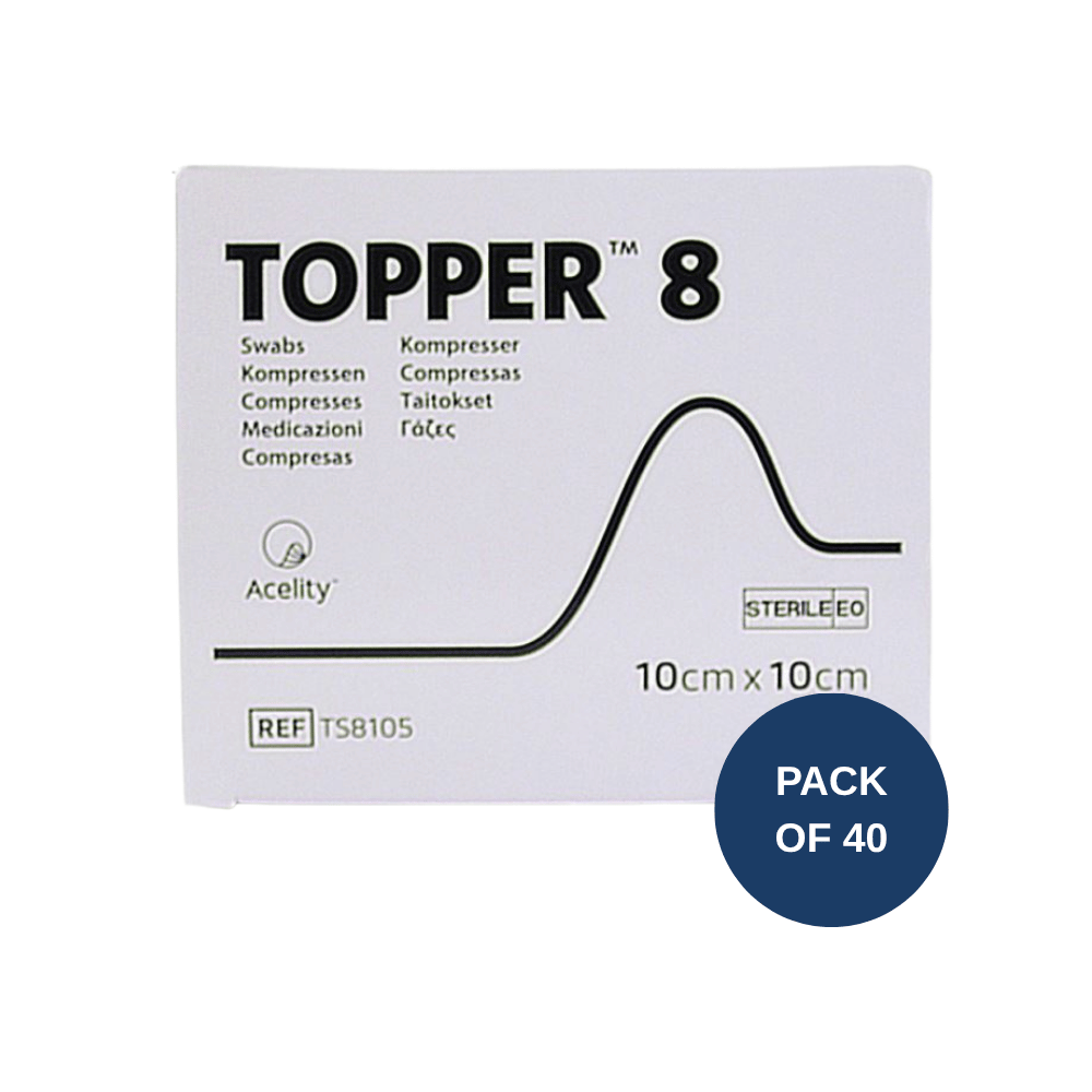 Topper 8 Sterile Gauze Swabs 10cm x 10cm pack of 40