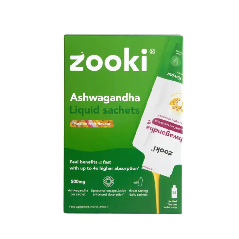 Zooki Ashwagandha Passion Fruit Liquid Sachets (Pack of 14)