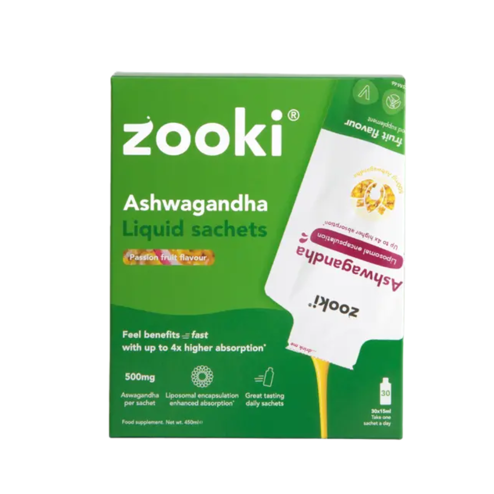 Zooki Ashwagandha Passion Fruit Liquid Sachets (Pack of 30)
