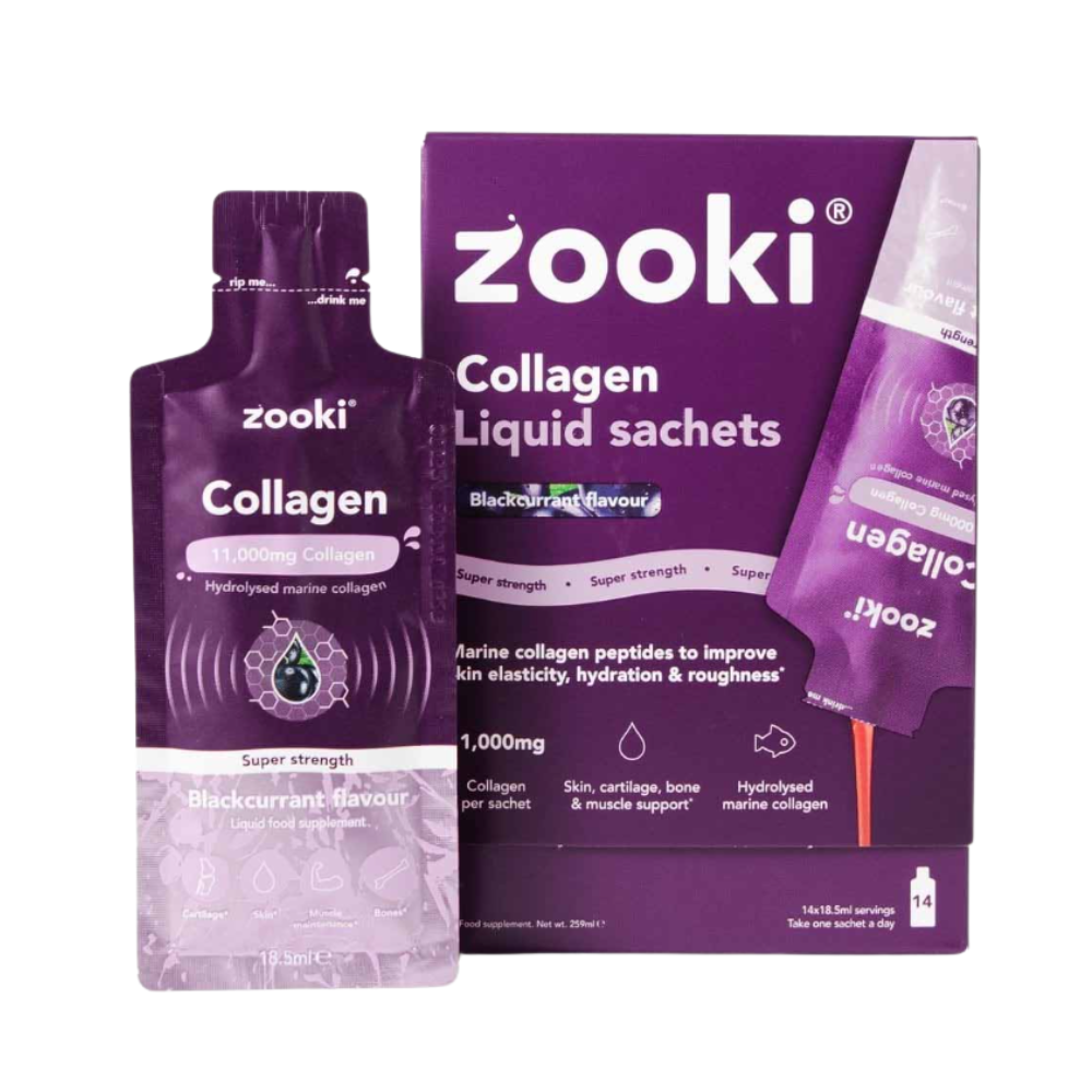 Zooki Super Strength Collagen Sour Blackcurrent Liquid Sachets (Pack of 14)